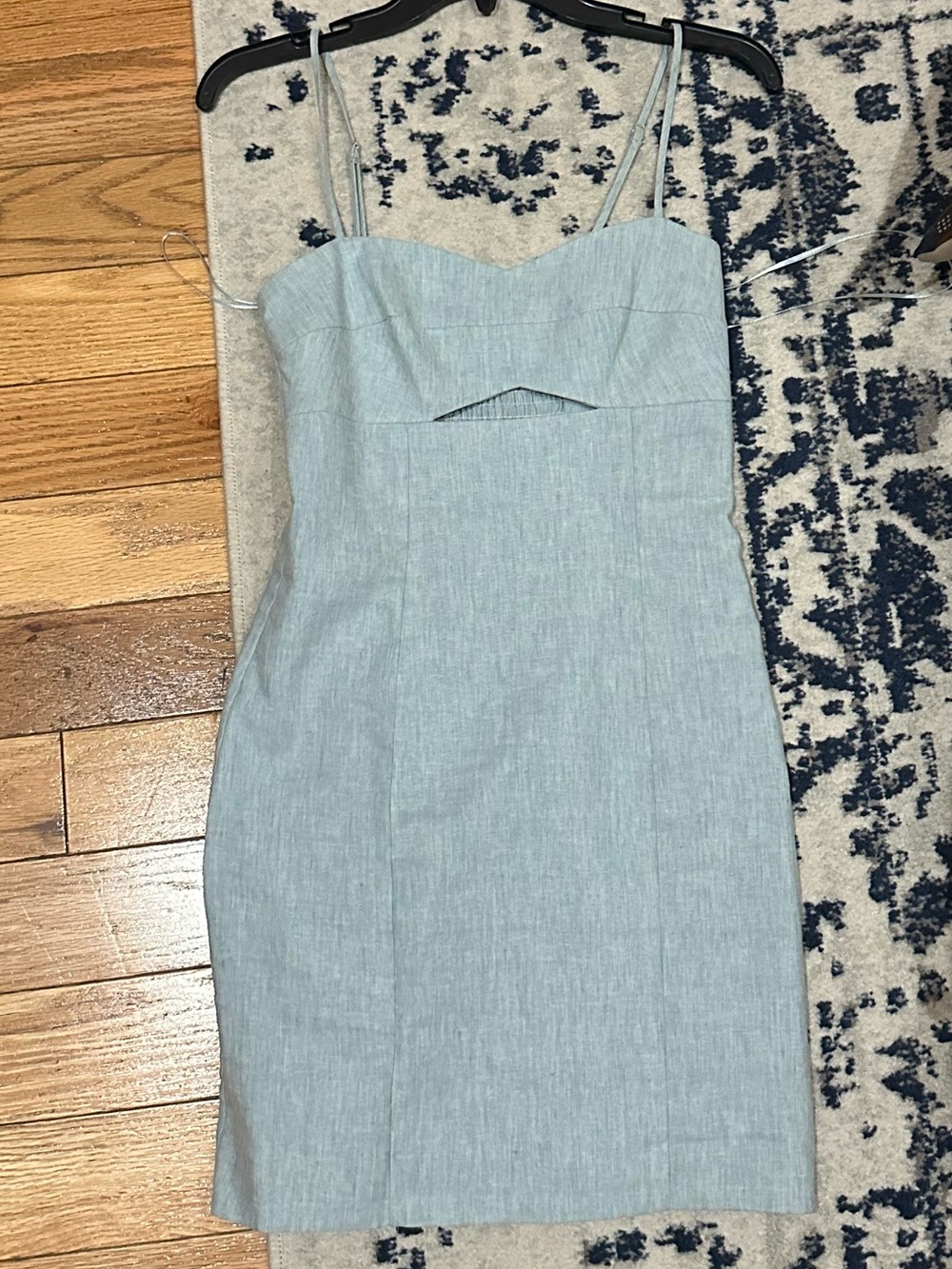 Mango Light Denim Spaghetti Strap Mini Dress
